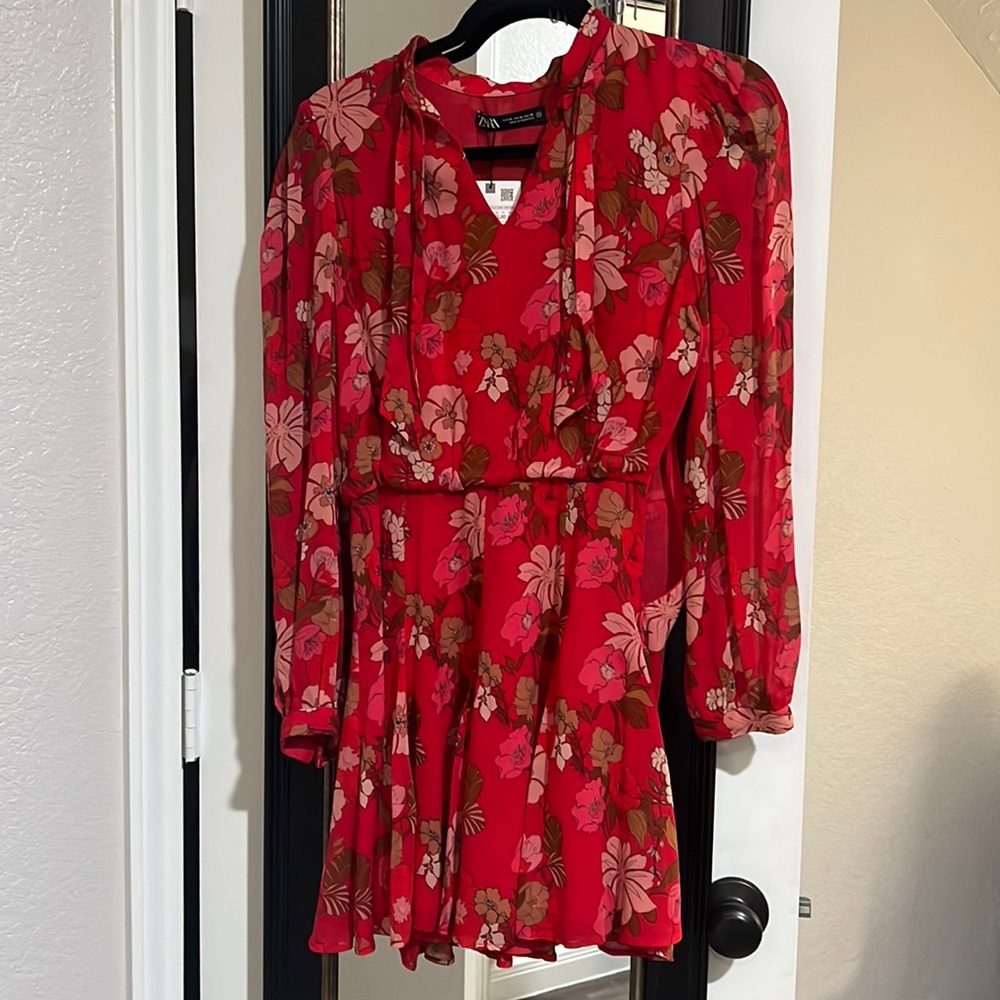 Red Floral XS Zara Dress